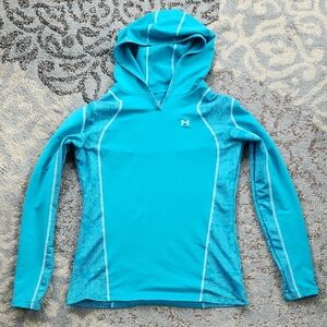 Under Armour Cold Gear Hooded Long Sleeve Top Turquoise Medium